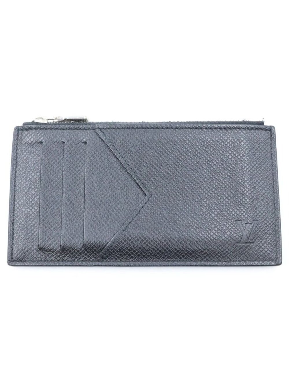 Louis Vuitton Taiga Coin Card Holder Fragment Case Purse Black Leather